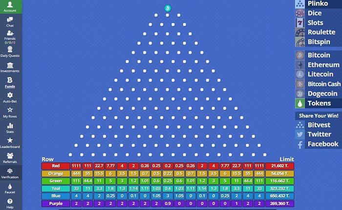 Bitvest.io Plinko