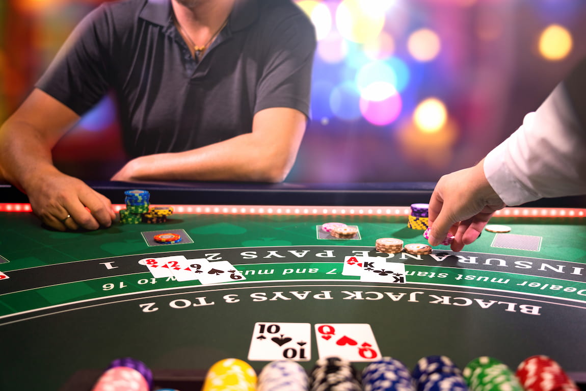 Player counting cards at the blackjack table