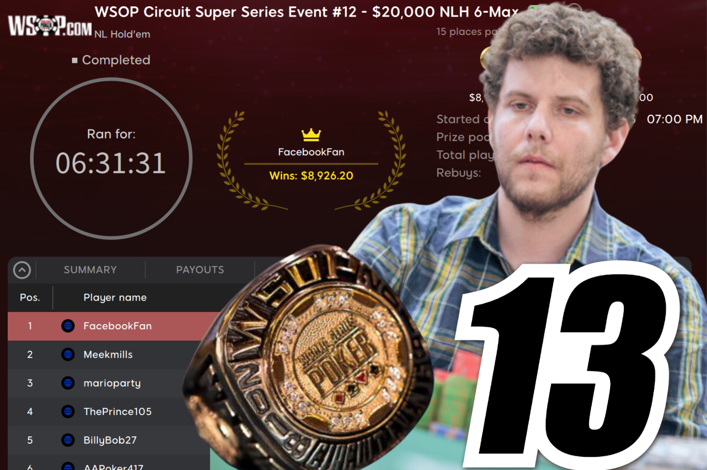 Baker's Dozen: Ari Engel Wins 13th Circuit Ring; Tied For 3rd on All-Time List